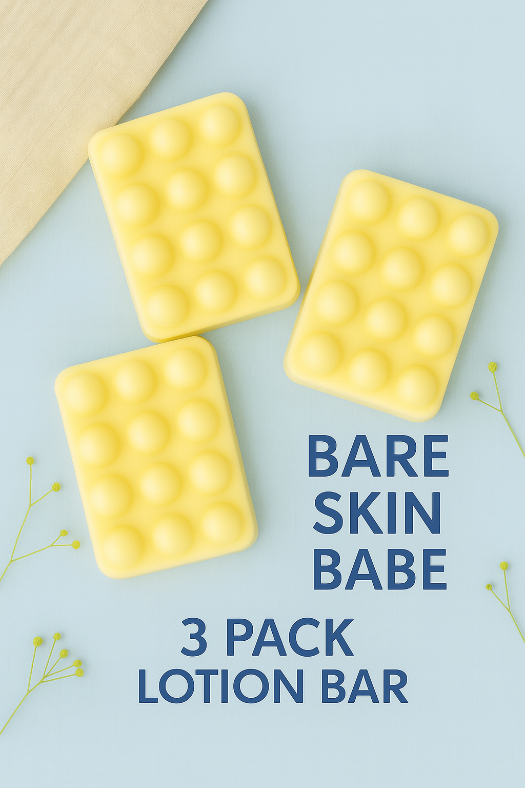 Bare Skin Babe | Scent Free Body Butter Lotion Bar 3 Pack