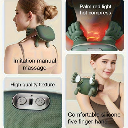 Simulated Human Master Neck and Shoulder Massager, Cervical Massage Device, Trapezius Muscle Neck Massager with Heat Therapy