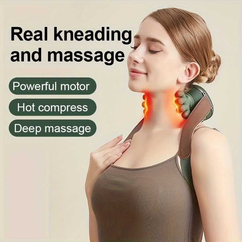 Simulated Human Master Neck and Shoulder Massager, Cervical Massage Device, Trapezius Muscle Neck Massager with Heat Therapy