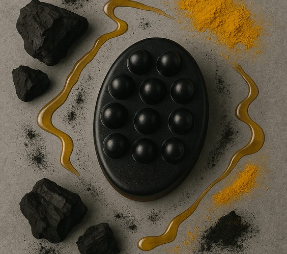 Massage soap with raw honey turmeric and activated charcoal