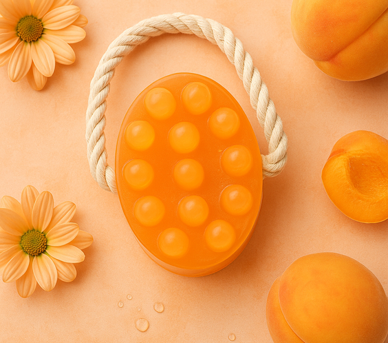 massage soap bar infused with apricot oil for soft skin