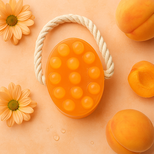 massage soap bar infused with apricot oil for soft skin