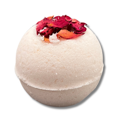 Rosy Relief bath bomb with rose & mint essential oil