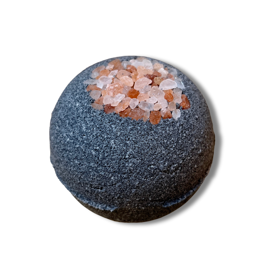 Himalayan and Charcoal Bathbomb with Pink Himalayan Salt