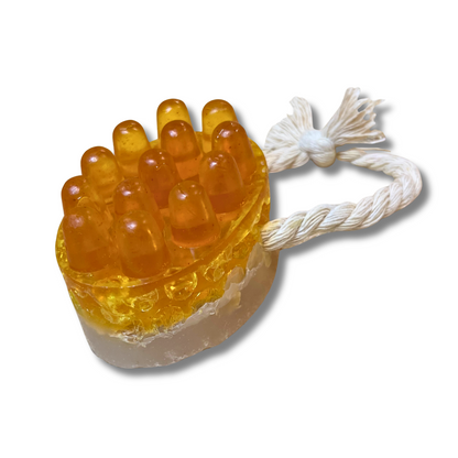Honeycomb soap on a Rope with turmeric and honey for bright skin and Soap saver